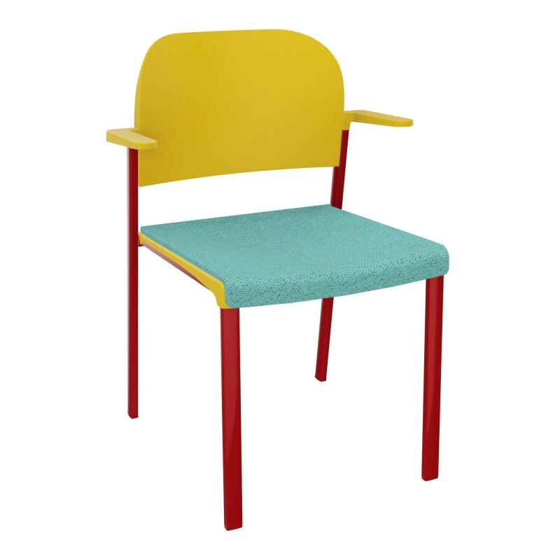 ROMY CHAISE 4P FIXES ASSISE TISSU DOSSIER POLYPRO AVEC ACCOUDOIRS BG ZY PW