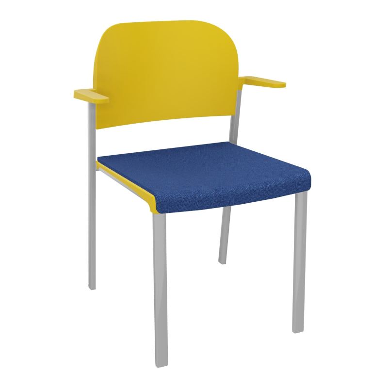ROMY CHAISE 4P FIXES ASSISE TISSU DOSSIER POLYPRO AVEC ACCOUDOIRS BH SB PW