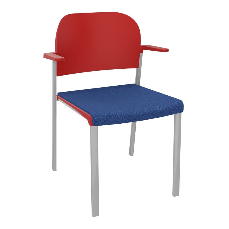 ROMY CHAISE 4P FIXES ASSISE TISSU DOSSIER POLYPRO AVEC ACCOUDOIRS BH SB PZ