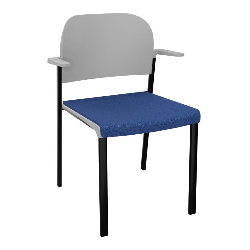 ROMY CHAISE 4P FIXES ASSISE TISSU DOSSIER POLYPRO AVEC ACCOUDOIRS BH SG PX