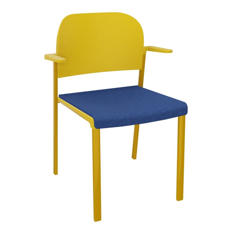 ROMY CHAISE 4P FIXES ASSISE TISSU DOSSIER POLYPRO AVEC ACCOUDOIRS BH SX PW
