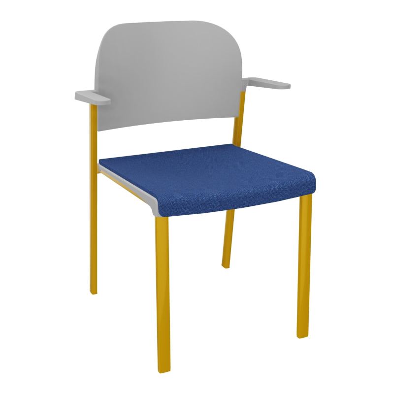 ROMY CHAISE 4P FIXES ASSISE TISSU DOSSIER POLYPRO AVEC ACCOUDOIRS BH SX PX