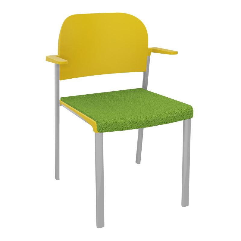 ROMY CHAISE 4P FIXES ASSISE TISSU DOSSIER POLYPRO AVEC ACCOUDOIRS BK SB PW