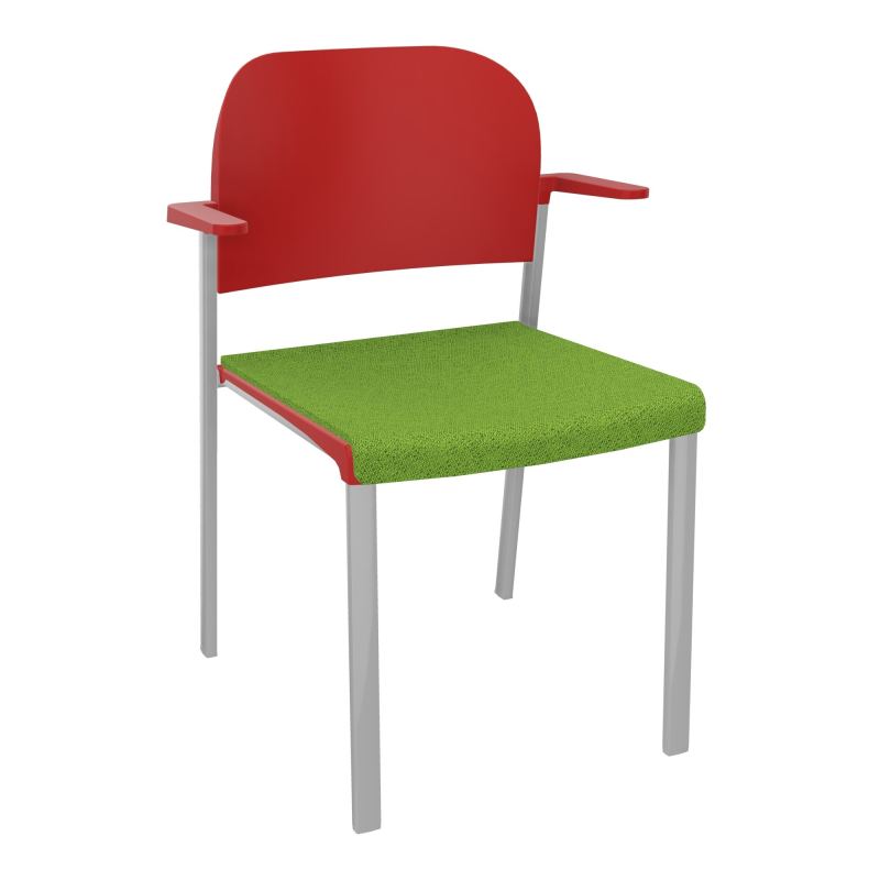 ROMY CHAISE 4P FIXES ASSISE TISSU DOSSIER POLYPRO AVEC ACCOUDOIRS BK SB PZ