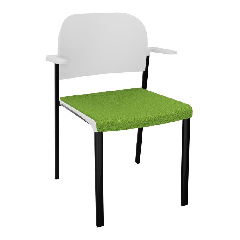 ROMY CHAISE 4P FIXES ASSISE TISSU DOSSIER POLYPRO AVEC ACCOUDOIRS BK SG PT