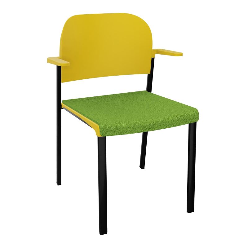 ROMY CHAISE 4P FIXES ASSISE TISSU DOSSIER POLYPRO AVEC ACCOUDOIRS BK SG PW