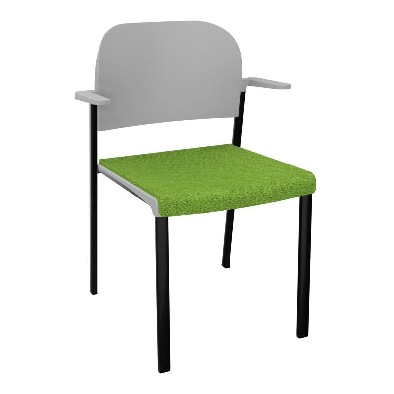 ROMY CHAISE 4P FIXES ASSISE TISSU DOSSIER POLYPRO AVEC ACCOUDOIRS BK SG PX