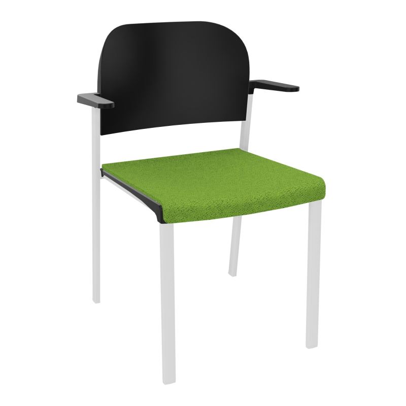 ROMY CHAISE 4P FIXES ASSISE TISSU DOSSIER POLYPRO AVEC ACCOUDOIRS BK SP PU