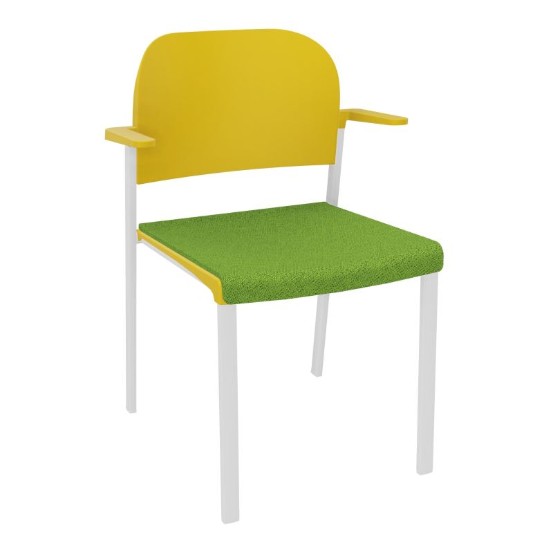 ROMY CHAISE 4P FIXES ASSISE TISSU DOSSIER POLYPRO AVEC ACCOUDOIRS BK SP PW