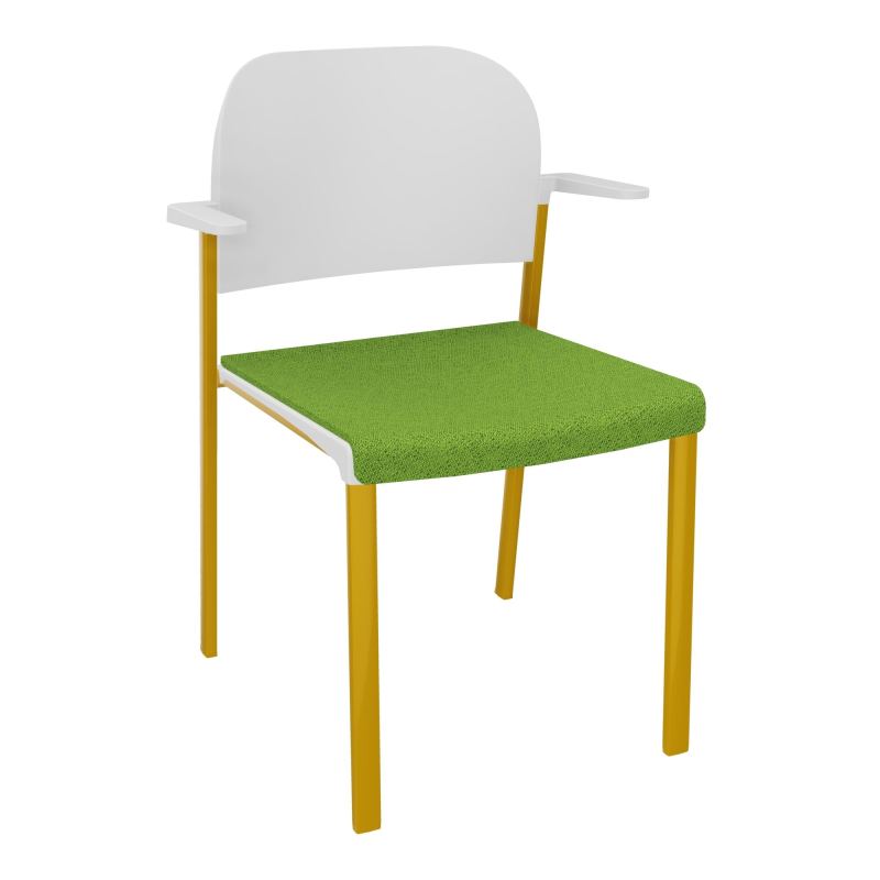ROMY CHAISE 4P FIXES ASSISE TISSU DOSSIER POLYPRO AVEC ACCOUDOIRS BK SX PT