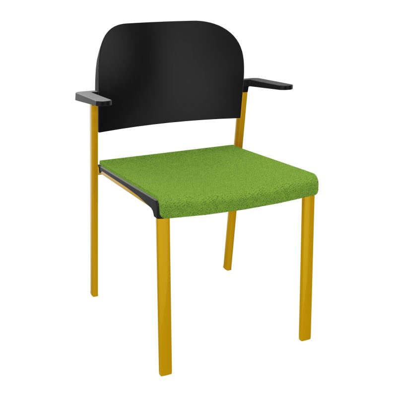 ROMY CHAISE 4P FIXES ASSISE TISSU DOSSIER POLYPRO AVEC ACCOUDOIRS BK SX PU