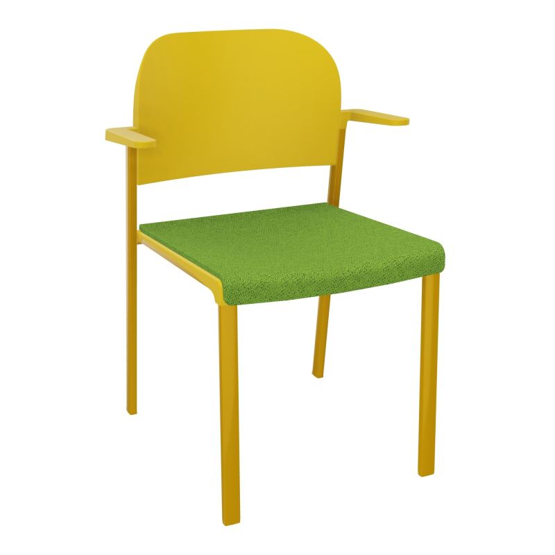 ROMY CHAISE 4P FIXES ASSISE TISSU DOSSIER POLYPRO AVEC ACCOUDOIRS BK SX PW