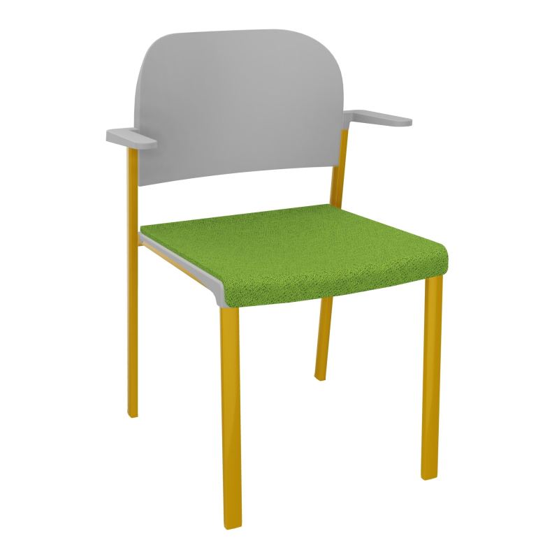 ROMY CHAISE 4P FIXES ASSISE TISSU DOSSIER POLYPRO AVEC ACCOUDOIRS BK SX PX