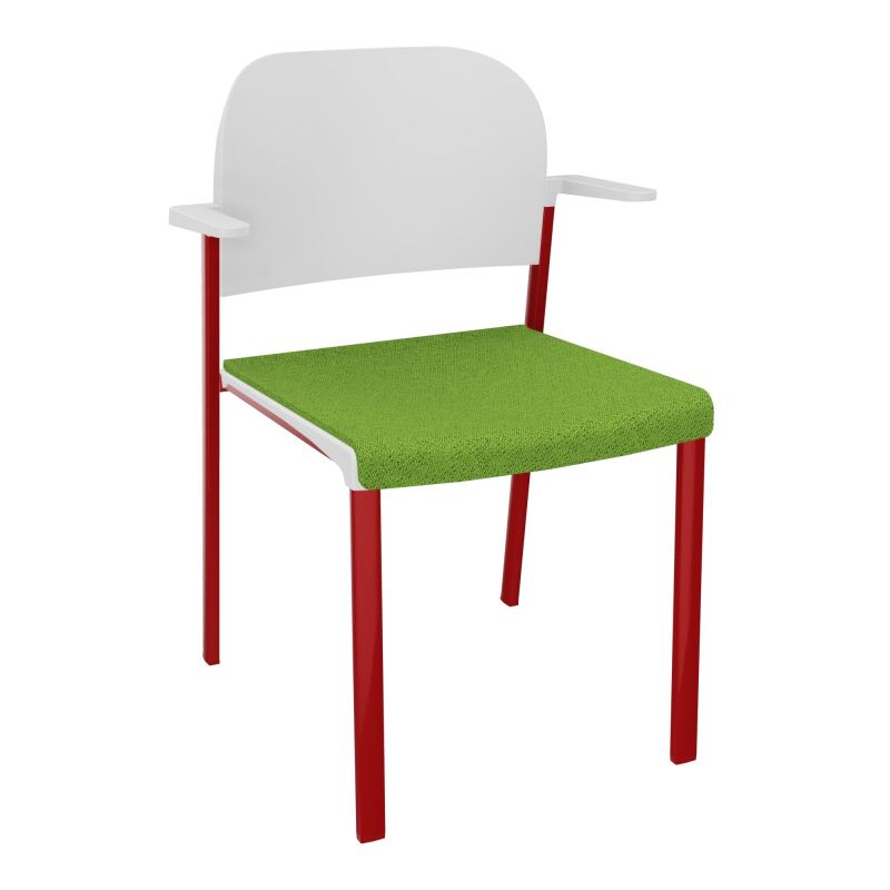 ROMY CHAISE 4P FIXES ASSISE TISSU DOSSIER POLYPRO AVEC ACCOUDOIRS BK ZY PT