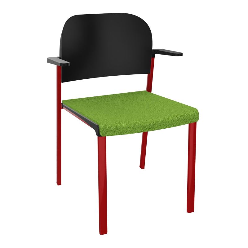 ROMY CHAISE 4P FIXES ASSISE TISSU DOSSIER POLYPRO AVEC ACCOUDOIRS BK ZY PU