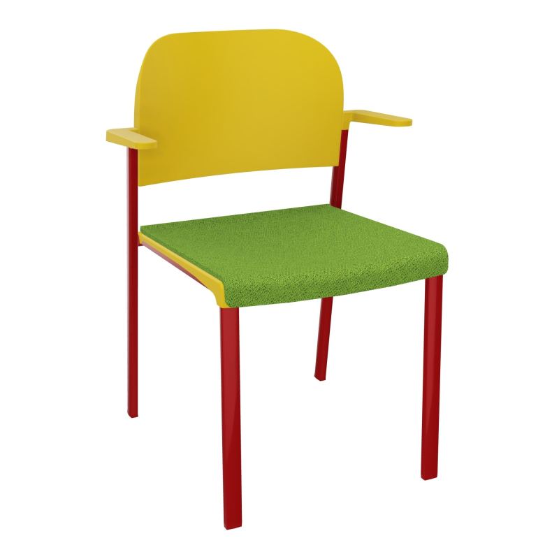 ROMY CHAISE 4P FIXES ASSISE TISSU DOSSIER POLYPRO AVEC ACCOUDOIRS BK ZY PW