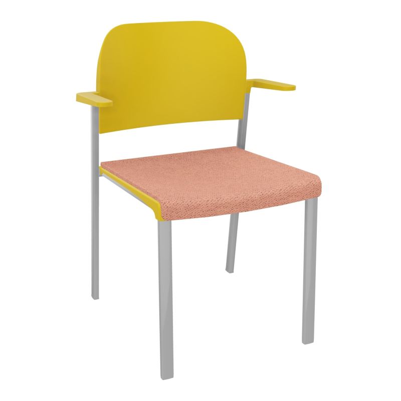 ROMY CHAISE 4P FIXES ASSISE TISSU DOSSIER POLYPRO AVEC ACCOUDOIRS BL SB PW