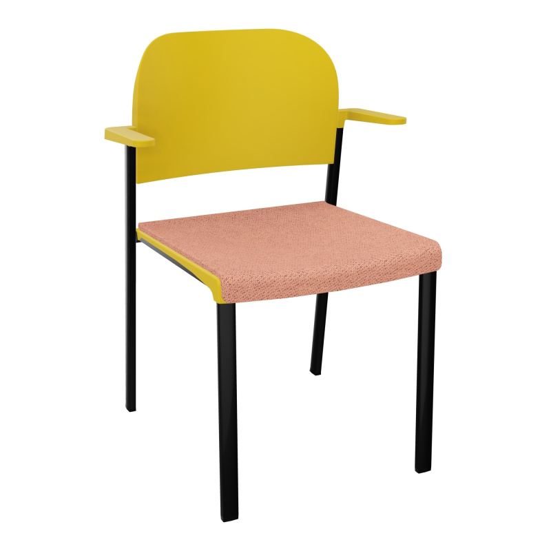 ROMY CHAISE 4P FIXES ASSISE TISSU DOSSIER POLYPRO AVEC ACCOUDOIRS BL SG PW