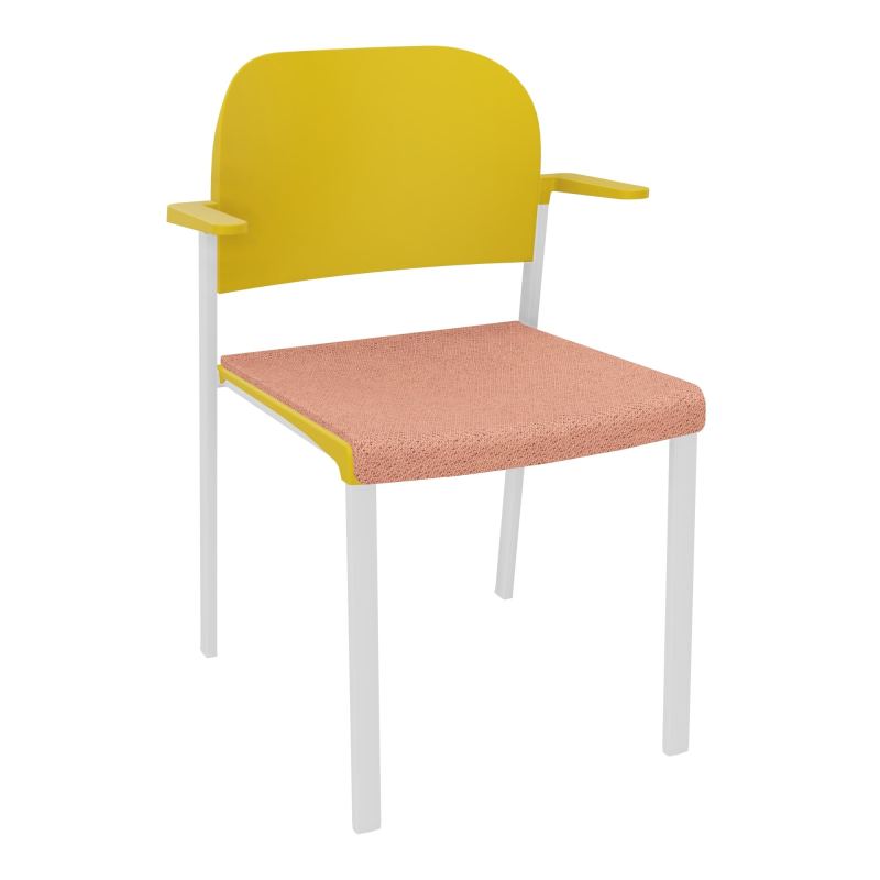 ROMY CHAISE 4P FIXES ASSISE TISSU DOSSIER POLYPRO AVEC ACCOUDOIRS BL SP PW