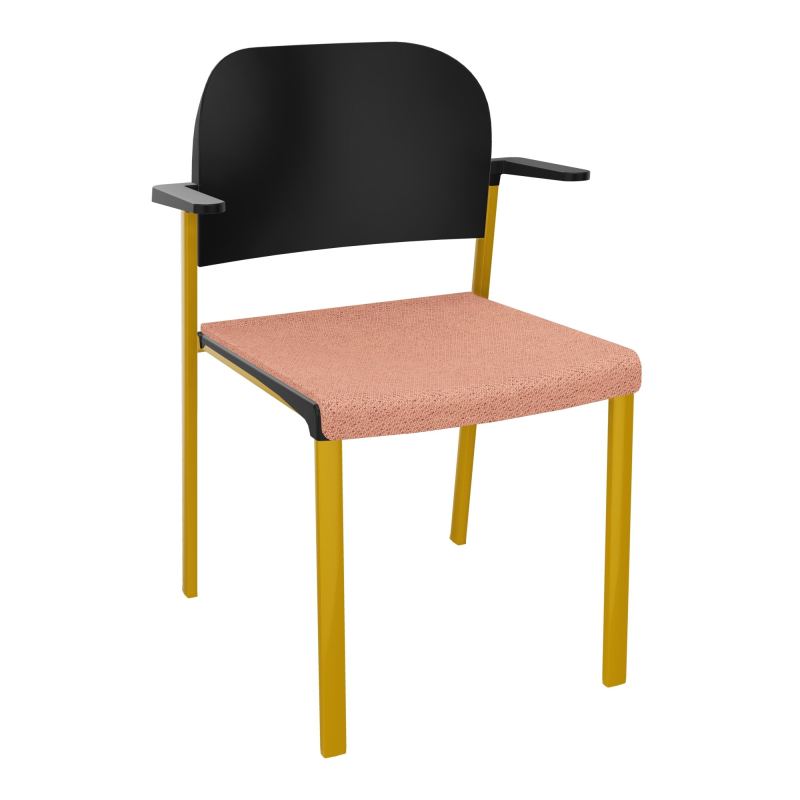 ROMY CHAISE 4P FIXES ASSISE TISSU DOSSIER POLYPRO AVEC ACCOUDOIRS BL SX PU
