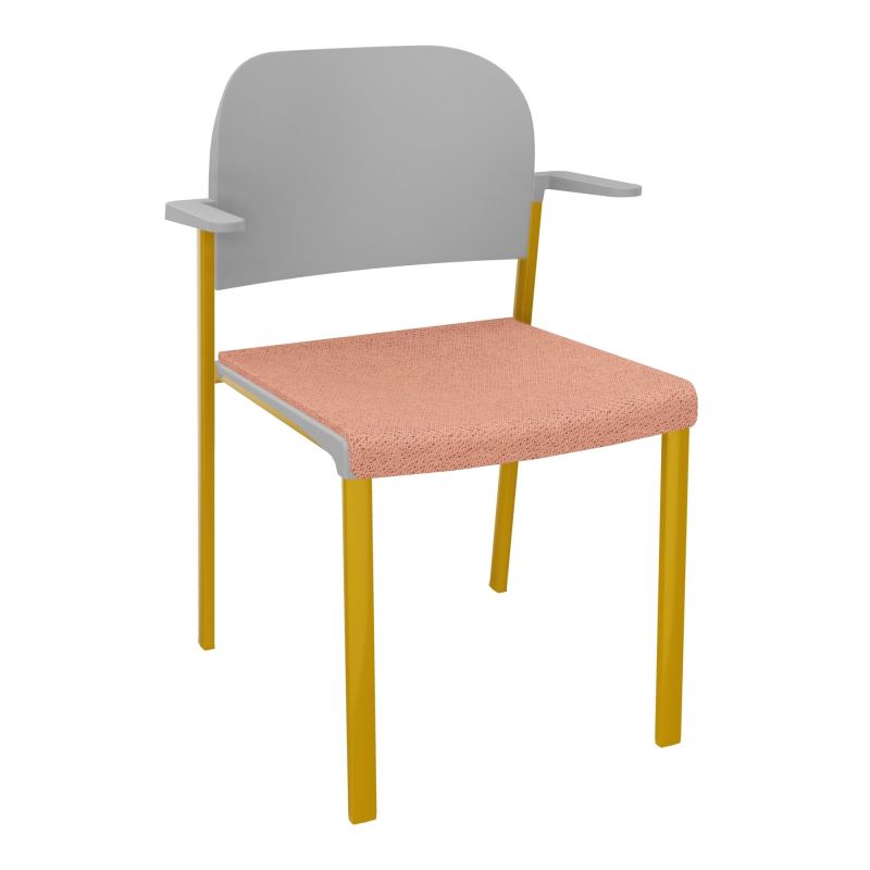 ROMY CHAISE 4P FIXES ASSISE TISSU DOSSIER POLYPRO AVEC ACCOUDOIRS BL SX PX