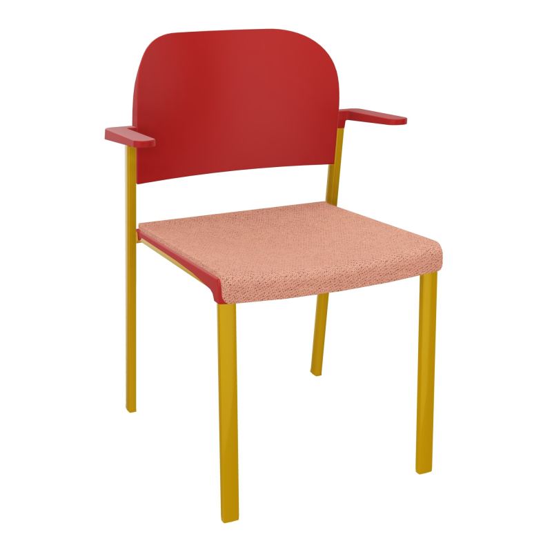 ROMY CHAISE 4P FIXES ASSISE TISSU DOSSIER POLYPRO AVEC ACCOUDOIRS BL SX PZ