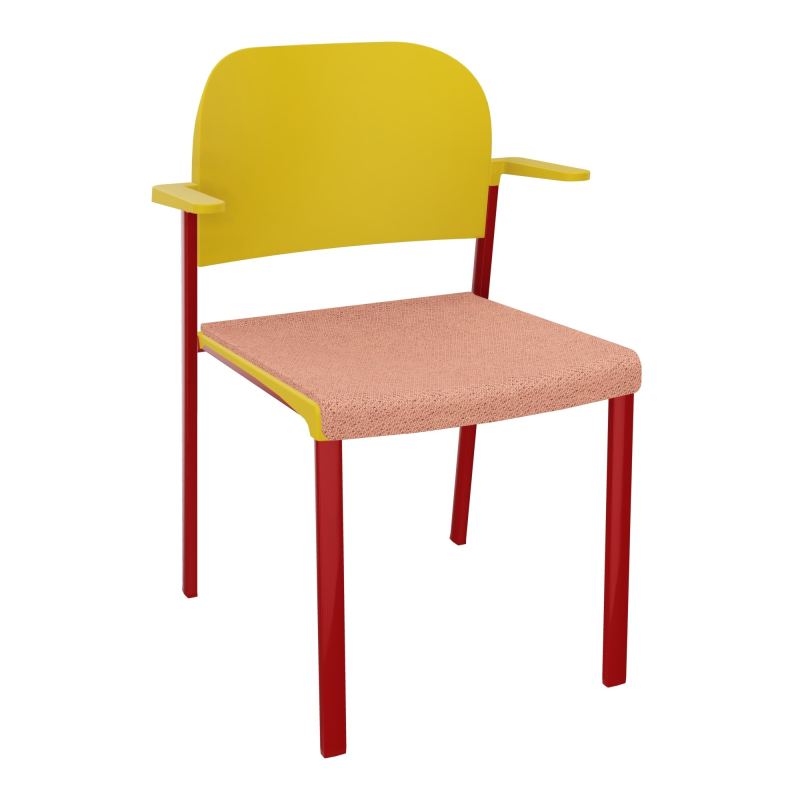 ROMY CHAISE 4P FIXES ASSISE TISSU DOSSIER POLYPRO AVEC ACCOUDOIRS BL ZY PW
