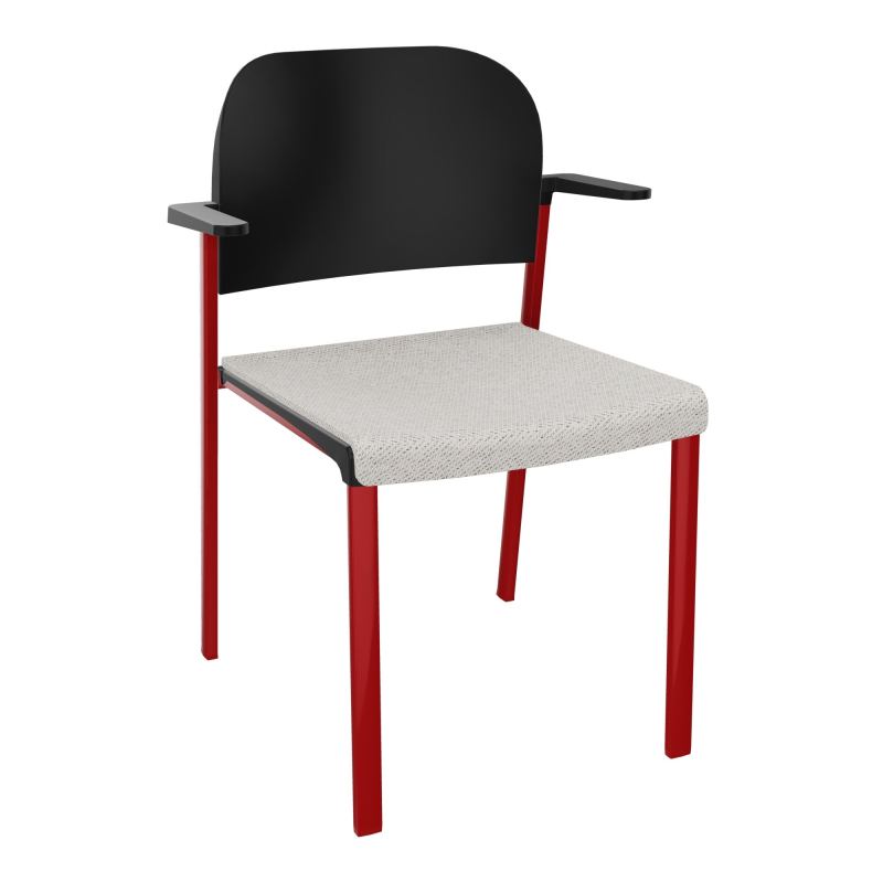 ROMY CHAISE 4P FIXES ASSISE TISSU DOSSIER POLYPRO AVEC ACCOUDOIRS BM ZY PU