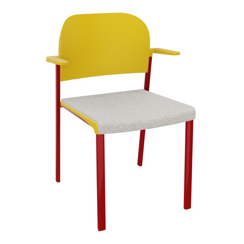 ROMY CHAISE 4P FIXES ASSISE TISSU DOSSIER POLYPRO AVEC ACCOUDOIRS BM ZY PW
