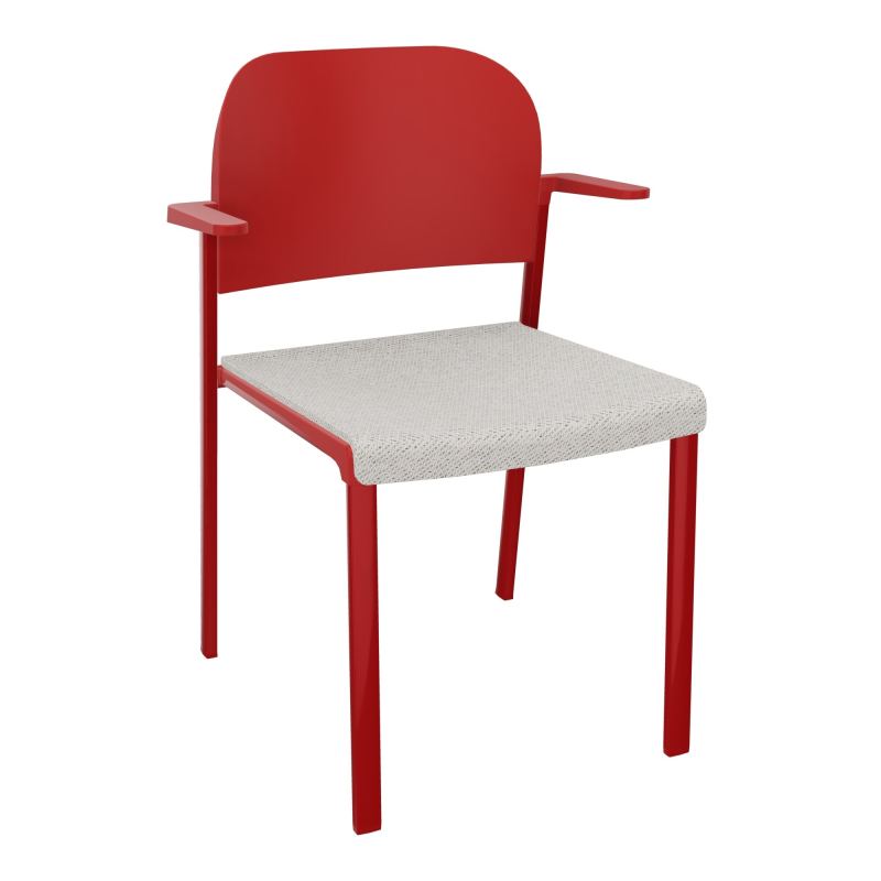 ROMY CHAISE 4P FIXES ASSISE TISSU DOSSIER POLYPRO AVEC ACCOUDOIRS BM ZY PZ