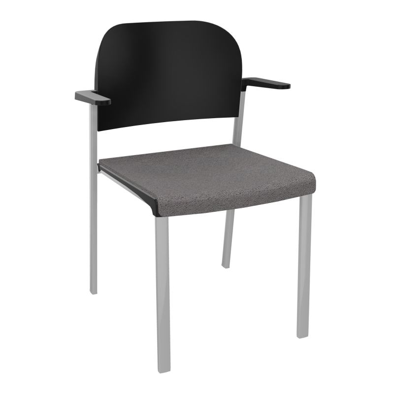 ROMY CHAISE 4P FIXES ASSISE TISSU DOSSIER POLYPRO AVEC ACCOUDOIRS BN SB PU