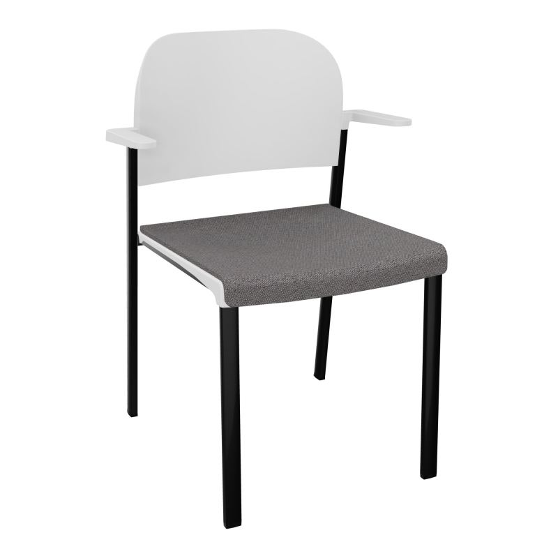 ROMY CHAISE 4P FIXES ASSISE TISSU DOSSIER POLYPRO AVEC ACCOUDOIRS BN SG PT