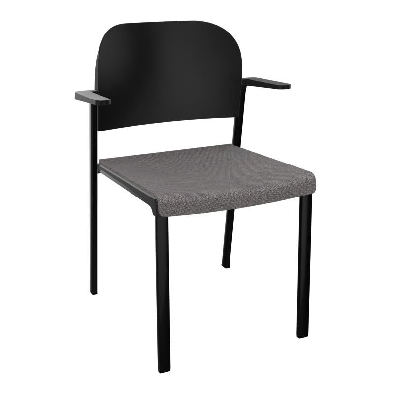 ROMY CHAISE 4P FIXES ASSISE TISSU DOSSIER POLYPRO AVEC ACCOUDOIRS BN SG PU
