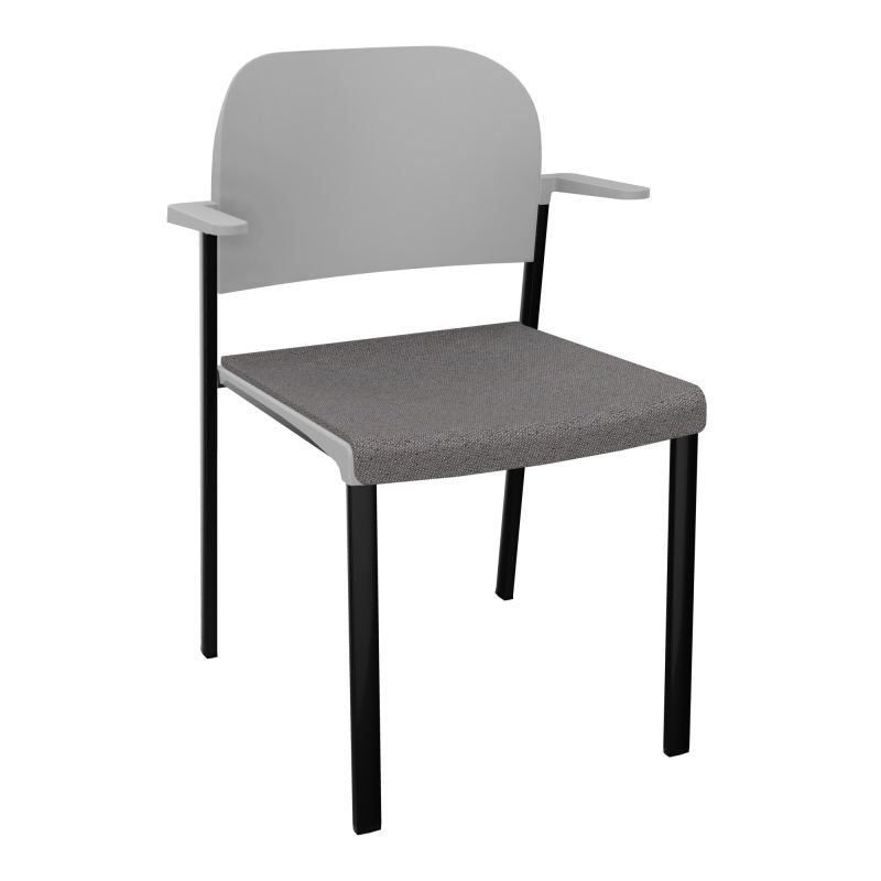 ROMY CHAISE 4P FIXES ASSISE TISSU DOSSIER POLYPRO AVEC ACCOUDOIRS BN SG PX