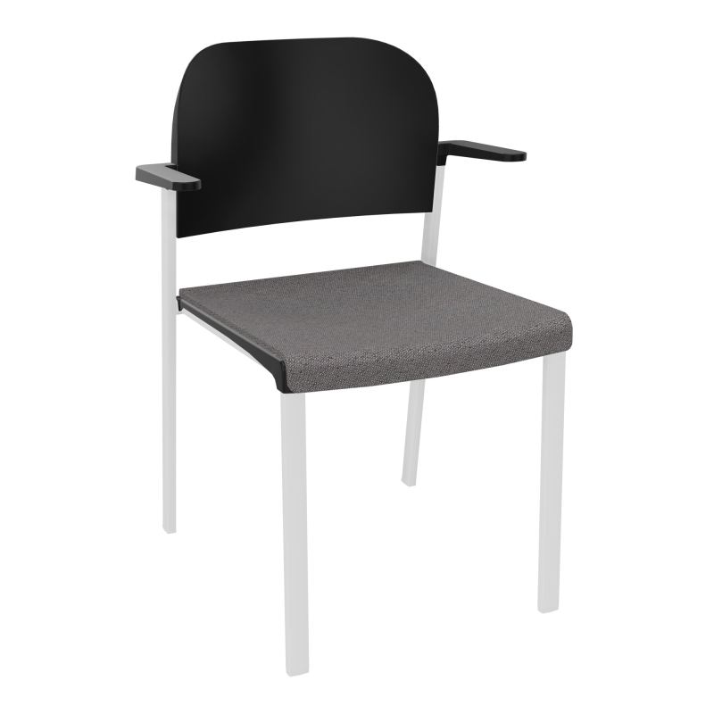 ROMY CHAISE 4P FIXES ASSISE TISSU DOSSIER POLYPRO AVEC ACCOUDOIRS BN SP PU