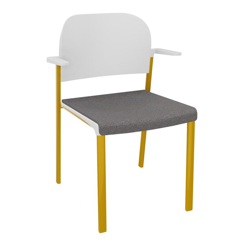 ROMY CHAISE 4P FIXES ASSISE TISSU DOSSIER POLYPRO AVEC ACCOUDOIRS BN SX PT