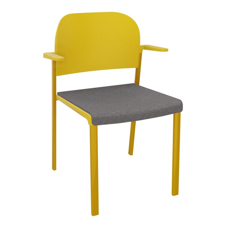 ROMY CHAISE 4P FIXES ASSISE TISSU DOSSIER POLYPRO AVEC ACCOUDOIRS BN SX PW