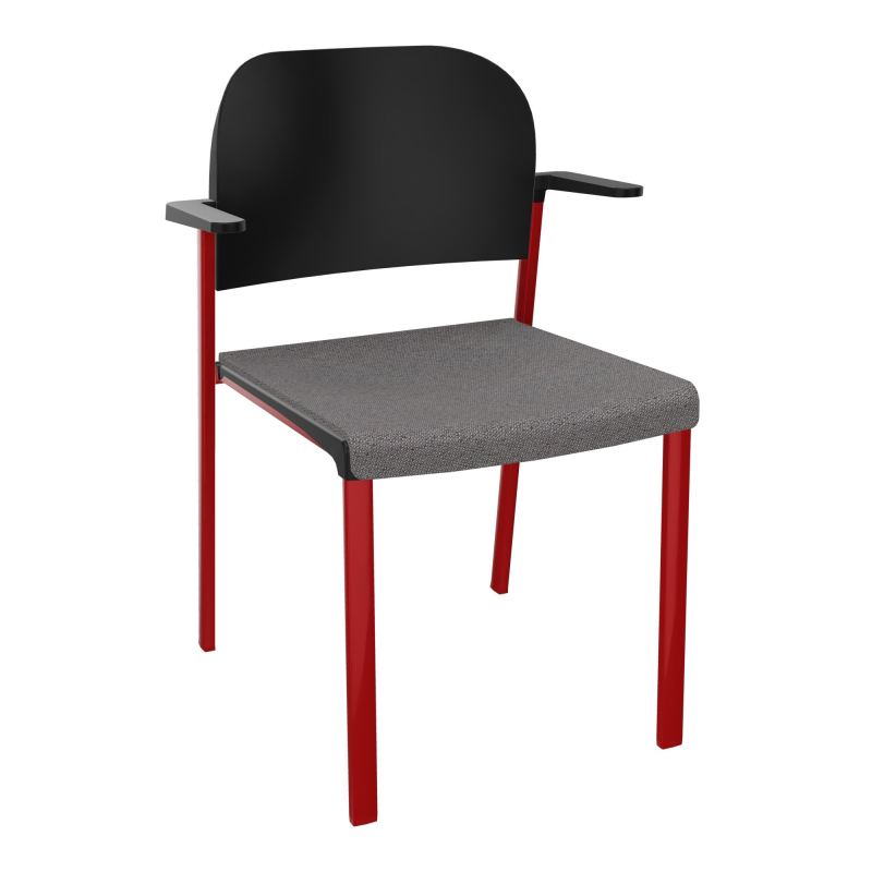 ROMY CHAISE 4P FIXES ASSISE TISSU DOSSIER POLYPRO AVEC ACCOUDOIRS BN ZY PU