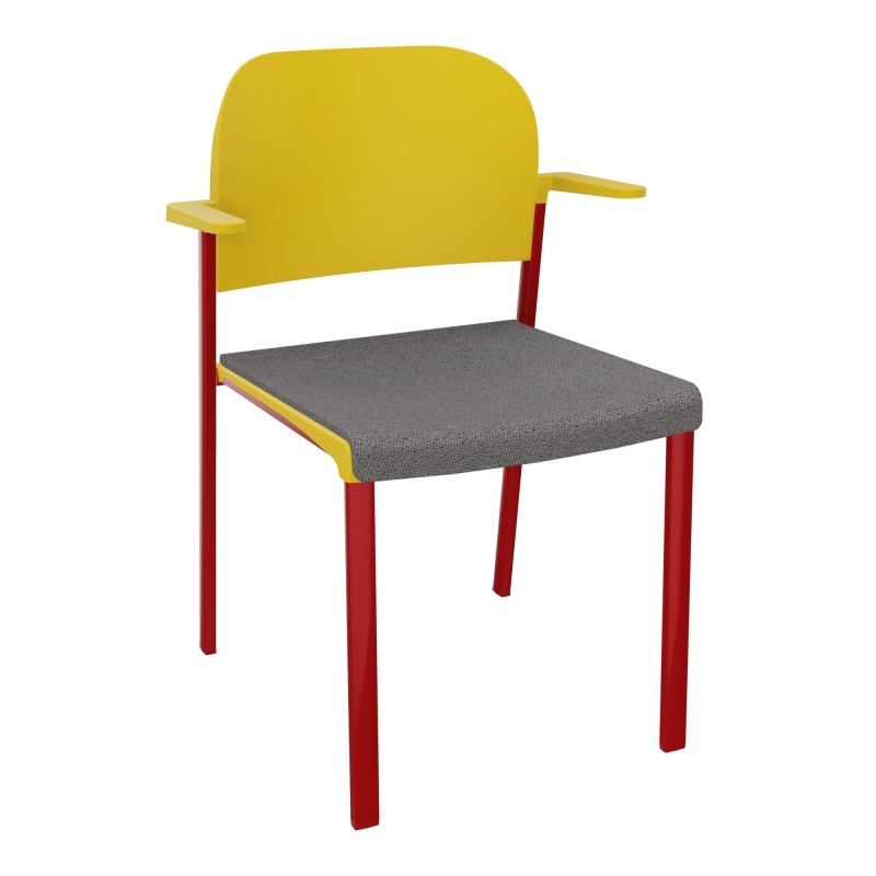 ROMY CHAISE 4P FIXES ASSISE TISSU DOSSIER POLYPRO AVEC ACCOUDOIRS BN ZY PW