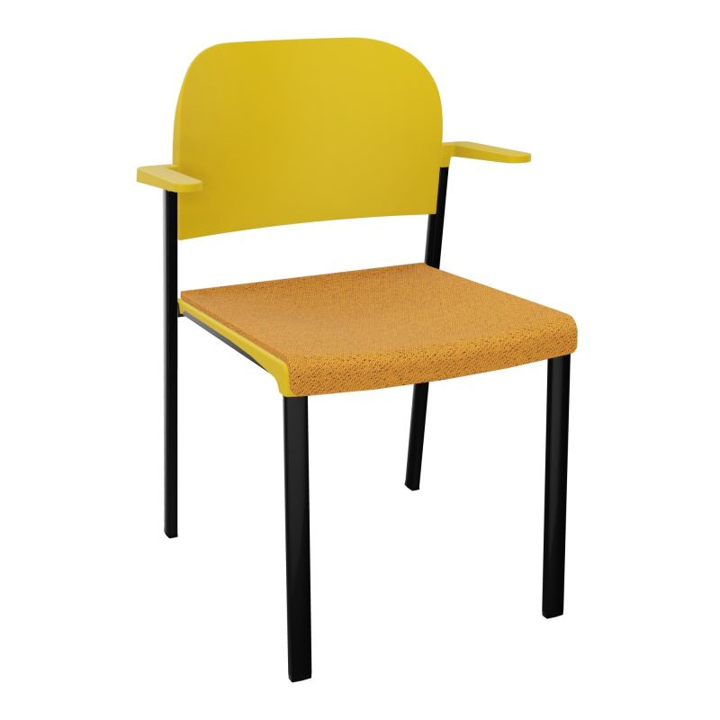 ROMY CHAISE 4P FIXES ASSISE TISSU DOSSIER POLYPRO AVEC ACCOUDOIRS BO SG PW