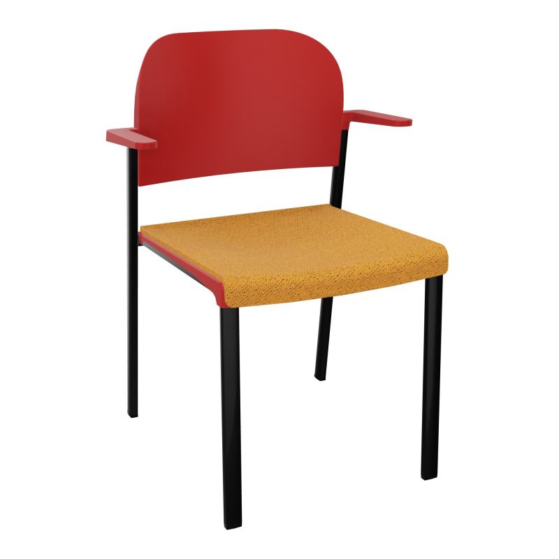 ROMY CHAISE 4P FIXES ASSISE TISSU DOSSIER POLYPRO AVEC ACCOUDOIRS BO SG PZ