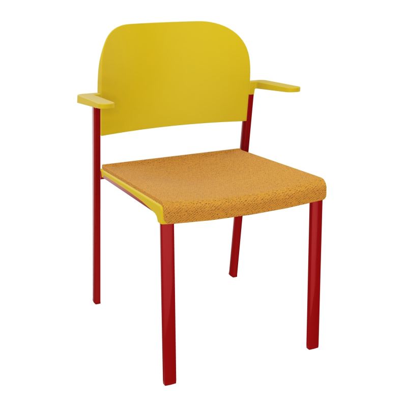 ROMY CHAISE 4P FIXES ASSISE TISSU DOSSIER POLYPRO AVEC ACCOUDOIRS BO ZY PW
