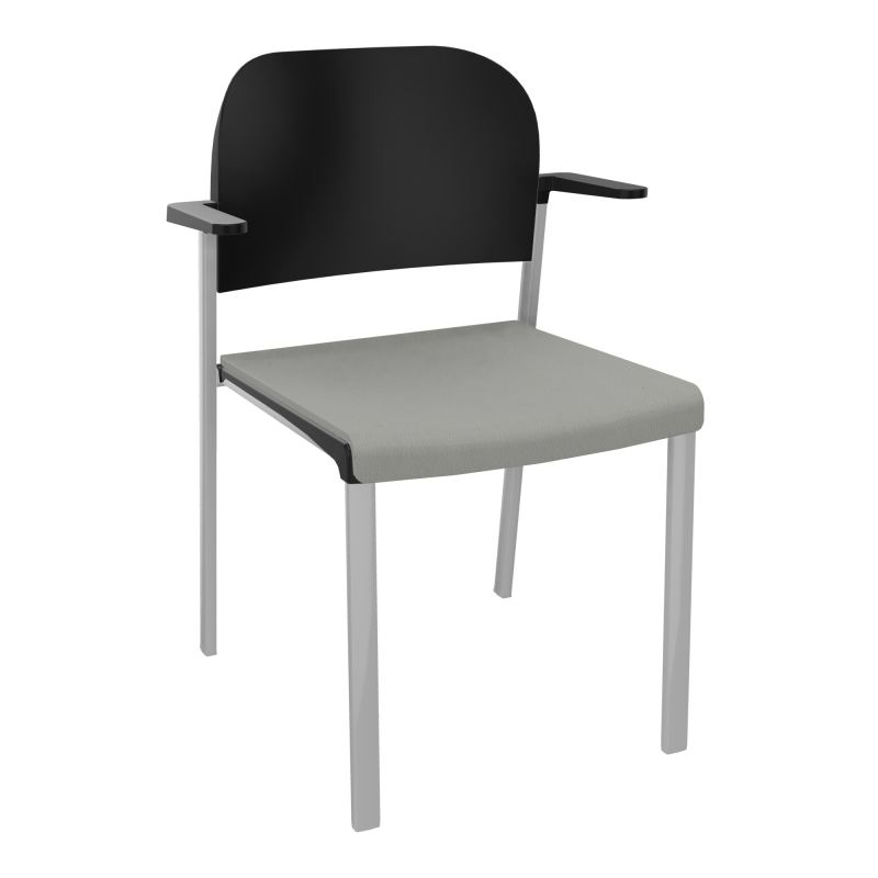 ROMY CHAISE 4P FIXES ASSISE TISSU DOSSIER POLYPRO AVEC ACCOUDOIRS CA SB PU