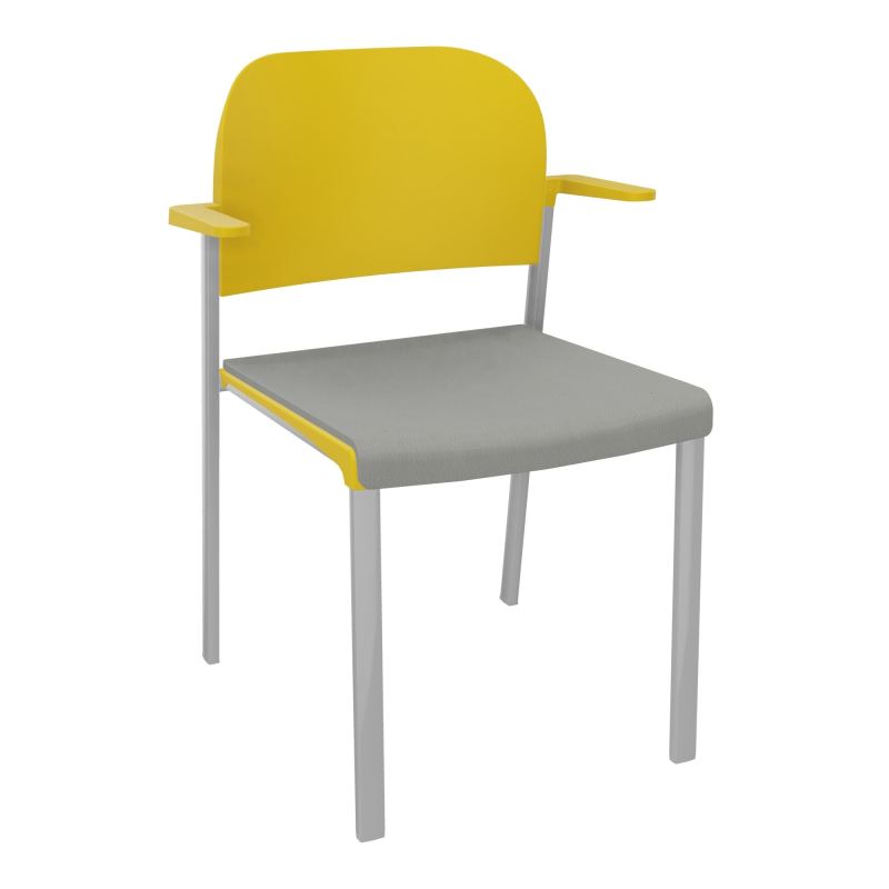 ROMY CHAISE 4P FIXES ASSISE TISSU DOSSIER POLYPRO AVEC ACCOUDOIRS CA SB PW