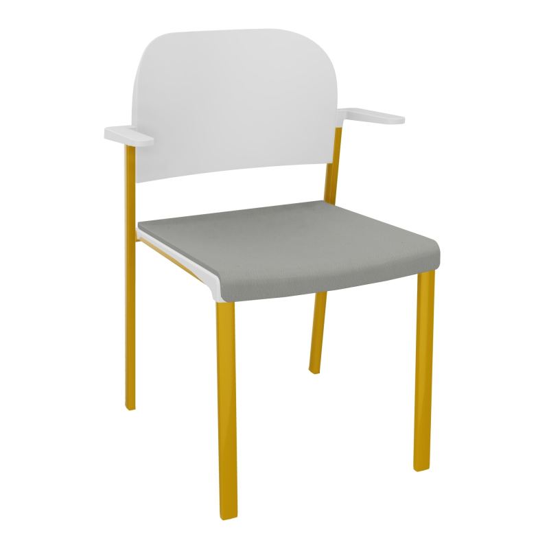 ROMY CHAISE 4P FIXES ASSISE TISSU DOSSIER POLYPRO AVEC ACCOUDOIRS CA SX PT