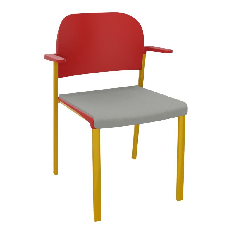 ROMY CHAISE 4P FIXES ASSISE TISSU DOSSIER POLYPRO AVEC ACCOUDOIRS CA SX PZ