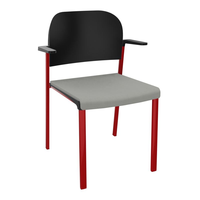 ROMY CHAISE 4P FIXES ASSISE TISSU DOSSIER POLYPRO AVEC ACCOUDOIRS CA ZY PU