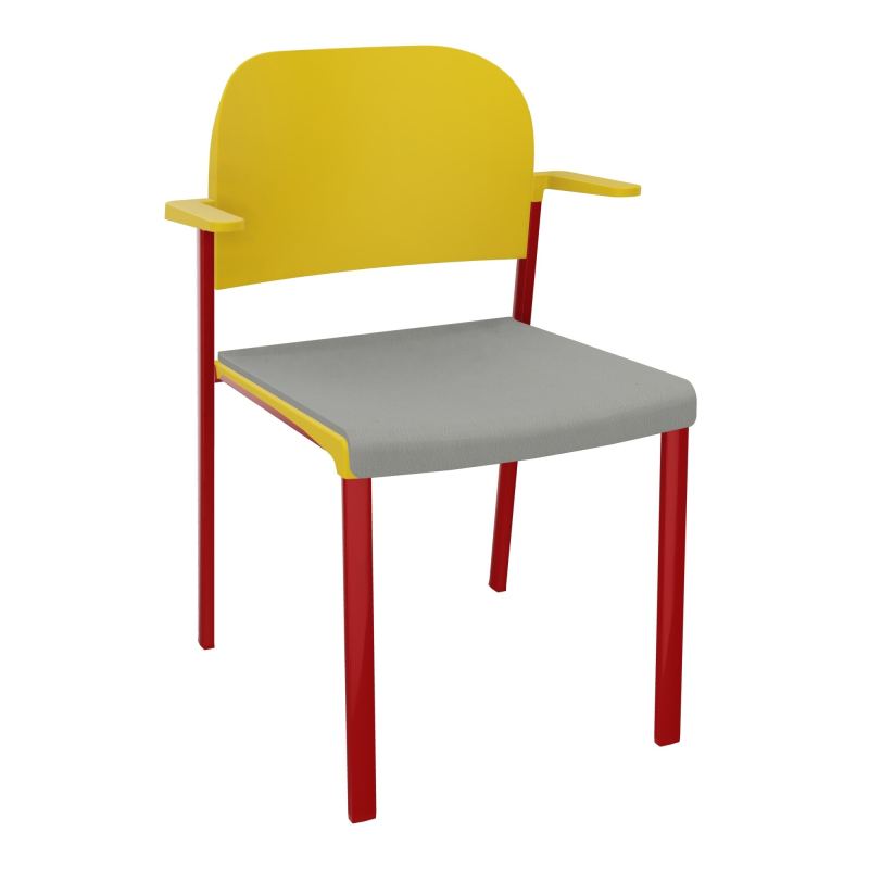 ROMY CHAISE 4P FIXES ASSISE TISSU DOSSIER POLYPRO AVEC ACCOUDOIRS CA ZY PW