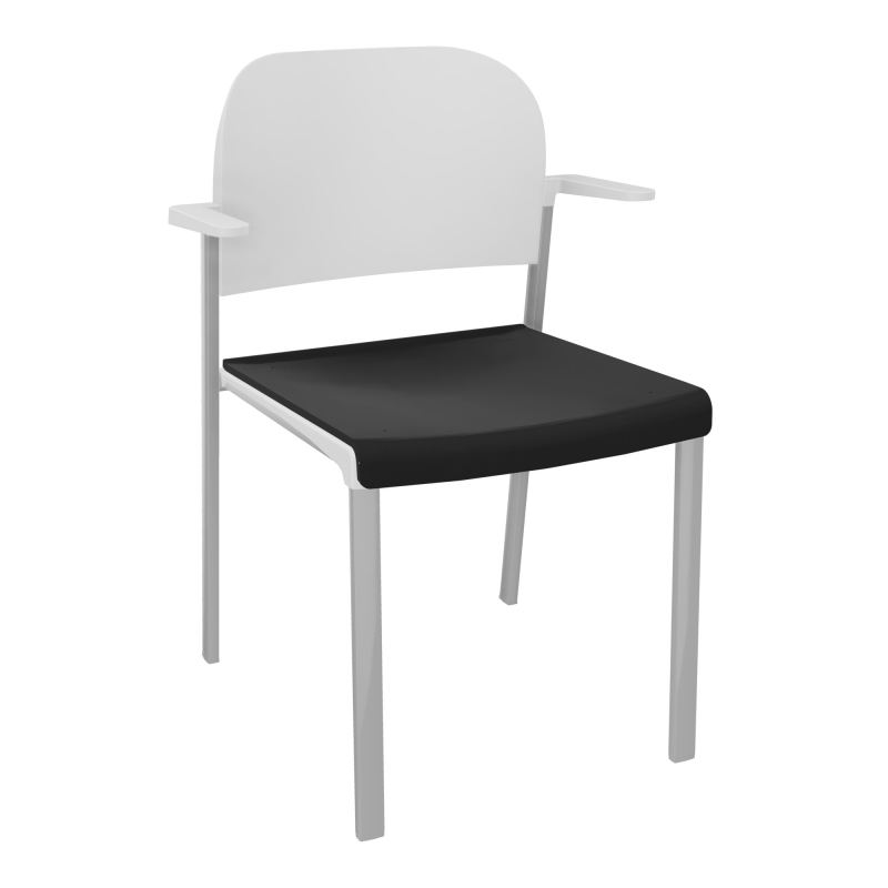 ROMY CHAISE 4P FIXES ASSISE TISSU DOSSIER POLYPRO AVEC ACCOUDOIRS CB SB PT