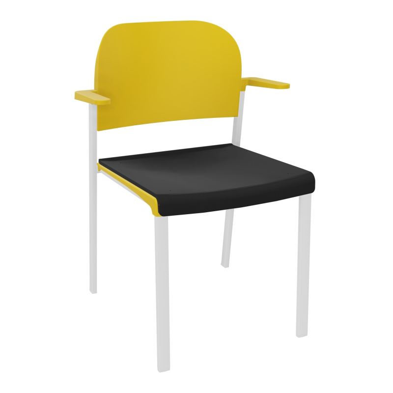 ROMY CHAISE 4P FIXES ASSISE TISSU DOSSIER POLYPRO AVEC ACCOUDOIRS CB SP PW